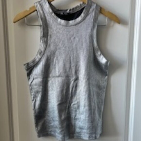 Zara Silver Foil Rib Tank Top - Picture 5 of 5